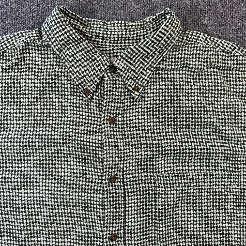 Vtg J. Crew Oarsman Men's Cottage Cotton Twill Houndstooth Button Down Shirt XL